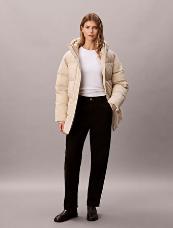 Calvin Klein Kemerli Orta Kalınlıkta Şişme Kadın Kahverengi Ceket LV047D507G-NSU