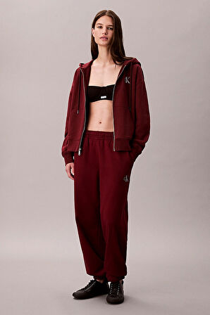 Kadın Monologo French Terry Rahat Kalıp Jogger Eşofman Altı - Bordo | XL