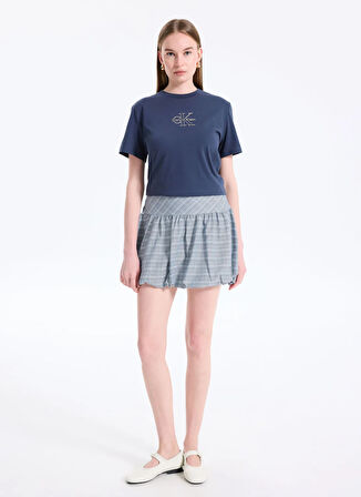 Calvin Klein Jeans Bisiklet Yaka Düz Mavi Kadın T-Shirt LV047D873GVEK