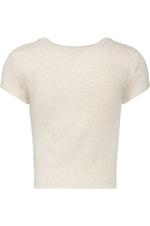Kadın Slim Fit Yuvarlak Yaka Pamuklu Kısa Kollu Gri T-Shirt