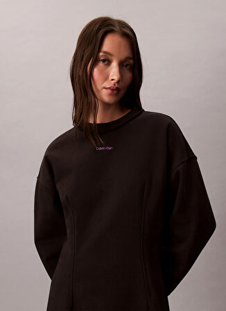 Calvin Klein Jeans Dik Yaka Düz Siyah Kısa Kadın Elbise LV047D227GUB1