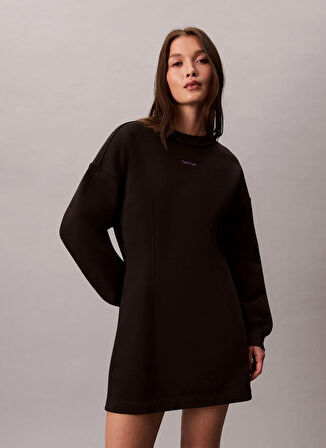 Calvin Klein Jeans Dik Yaka Düz Siyah Kısa Kadın Elbise LV047D227GUB1