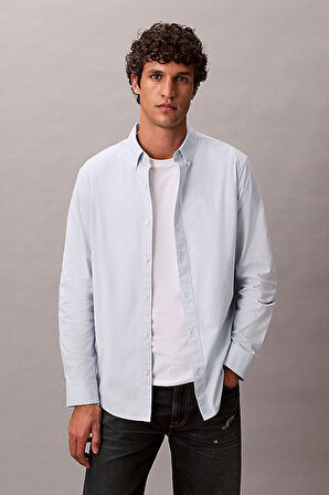 Erkek Regular Fit Düğmeli Yaka Oxford Gömlek - Açık Mavi | L