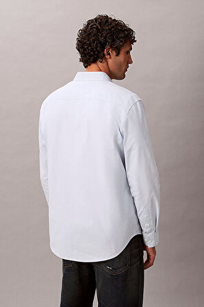 Erkek Regular Fit Düğmeli Yaka Oxford Gömlek - Açık Mavi | L