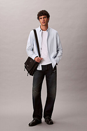 Erkek Regular Fit Düğmeli Yaka Oxford Gömlek - Açık Mavi | L