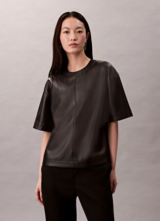 Calvin Klein Jeans Standart Yuvarlak Yaka Düz Siyah Kadın Gömlek LV044D113GUB1