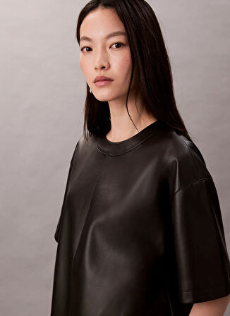 Calvin Klein Jeans Standart Yuvarlak Yaka Düz Siyah Kadın Gömlek LV044D113GUB1