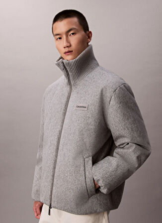 Calvin Klein Gri Erkek Mont LV04LD519GT5K_LS MELANGE RIB NECK W