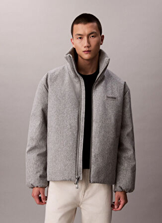 Calvin Klein Gri Erkek Mont LV04LD519GT5K_LS MELANGE RIB NECK W