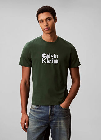 Calvin Klein Bisiklet Yaka Yeşil Erkek T-Shirt LV04RD820GLLG_SS 30S EU CALVIN KLEI