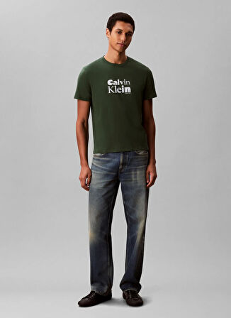 Calvin Klein Bisiklet Yaka Yeşil Erkek T-Shirt LV04RD820GLLG_SS 30S EU CALVIN KLEI