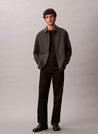 Calvin Klein Normal Gömlek Yaka Siyah Erkek Gömlek LV04LD119GUB1_LS MELANGE FLANNEL EA