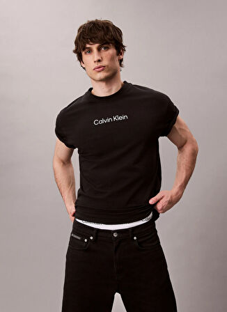 Calvin Klein Bisiklet Yaka Siyah Erkek T-Shirt LV04LD230GUB1_SS STANDARD LOGO 30S