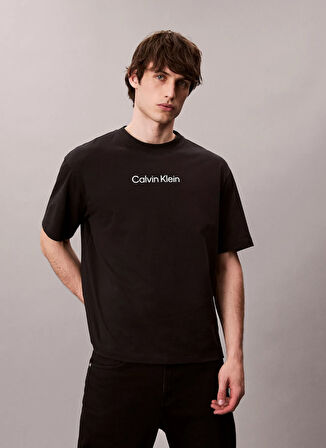 Calvin Klein Bisiklet Yaka Siyah Erkek T-Shirt LV04LD230GUB1_SS STANDARD LOGO 30S