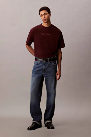 Erkek Regular Fit Logolu Pamuklu T-Shirt - Bordo | XS