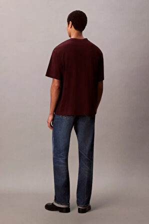 Erkek Regular Fit Logolu Pamuklu T-Shirt - Bordo | XS