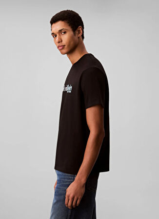 Calvin Klein Bisiklet Yaka Siyah Erkek T-Shirt LV04RD822GUB1_SS 20S EU CALVIN CURS