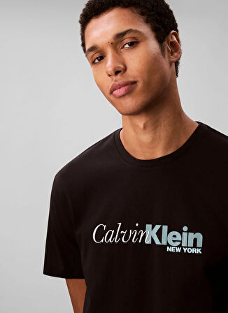 Calvin Klein Bisiklet Yaka Siyah Erkek T-Shirt LV04RD822GUB1_SS 20S EU CALVIN CURS