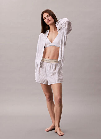 Calvin Klein Beyaz Kadın Pijama Alt LOGO SUPER POPLIN SHORT