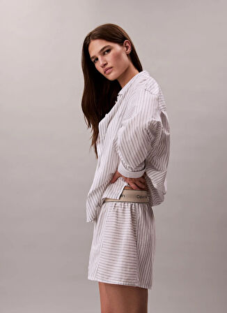 Calvin Klein Beyaz Kadın Pijama Alt LOGO SUPER POPLIN SHORT