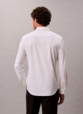 Calvin Klein Normal Gömlek Yaka Beyaz Erkek Gömlek LV04LB149GYAA_LS TECH STRETCH SLIM
