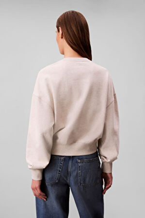 Kadın Regular Fit Logo Nakışlı Bisiklet Yaka Sweatshirt - Bej | L