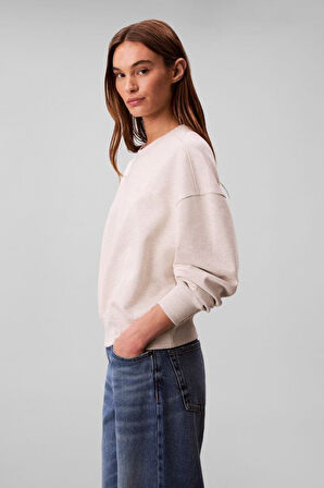 Kadın Regular Fit Logo Nakışlı Bisiklet Yaka Sweatshirt - Bej | L