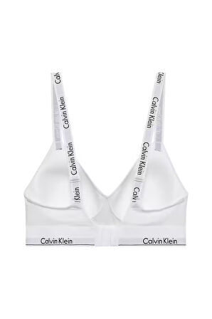 Kadın Logo Şeritli Hafif Dolgulu Üçgen Bralet - Beyaz | XL