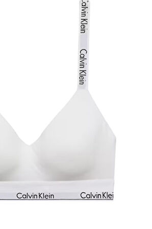 Kadın Logo Şeritli Hafif Dolgulu Üçgen Bralet - Beyaz | XL
