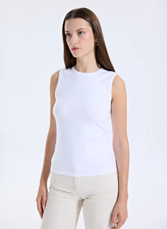 Calvin Klein Yuvarlak Yaka Baskılı Beyaz Kadın T-Shirt LV044D200GYAA