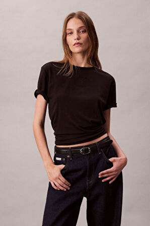 Kadın Regular Kalıp Supima Pamuklu T-Shirt - Siyah | L