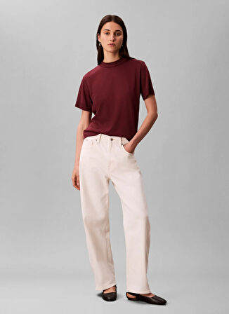 Calvin Klein Yuvarlak Yaka Düz Kırmızı Kadın T-Shirt LV044B206GGEX