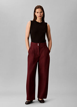 Calvin Klein Yüksek Bel Geniş Fit Kırmızı Kadın Pantolon LV044D616GGEX