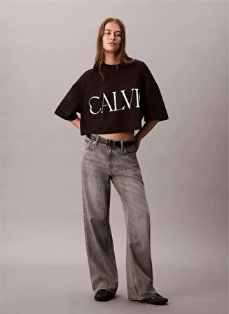 Calvin Klein Jeans Calvin Klein Kısa Grafik Baskılı Kısa Kollu Kadın Siyah T-shirt LV047D206G-UB1