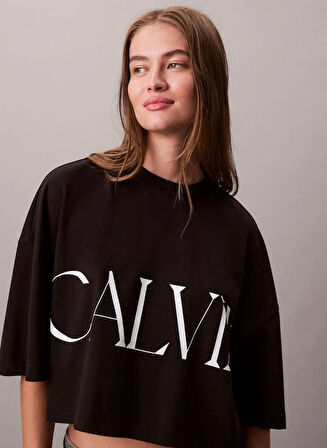 Calvin Klein Calvin Klein Kısa Grafik Baskılı Kısa Kollu Kadın Siyah T-shirt LV047D206G-UB1