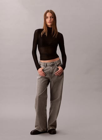 Calvin Klein Jeans Gri Kadın Geniş Fit Denim Pantolon LV047D834G0SL