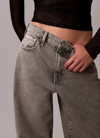 Calvin Klein Jeans Gri Kadın Geniş Fit Denim Pantolon LV047D834G0SL