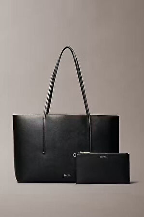 Kadın Cüzdanlı Klasik Tote Omuz Çantası - Siyah | undefined