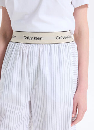 Calvin Klein Beyaz Kadın Pijama Alt LOGO SUPER POPLIN PANT