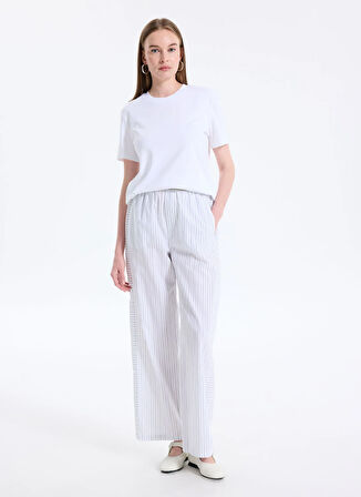 Calvin Klein Beyaz Kadın Pijama Alt LOGO SUPER POPLIN PANT