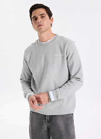Calvin Klein Jeans Bisiklet Yaka Gri Erkek Sweatshırt LVGMF5W312P7A SWEAT TOP PULLOVER