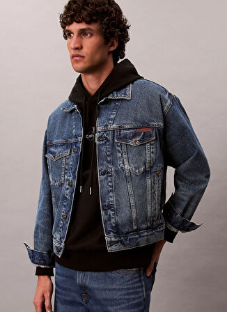 Calvin Klein Jeans Kapüşon Yaka Siyah Erkek Sweatshırt LV04RC281GUB1 PREMIUM TERRY MICRO M