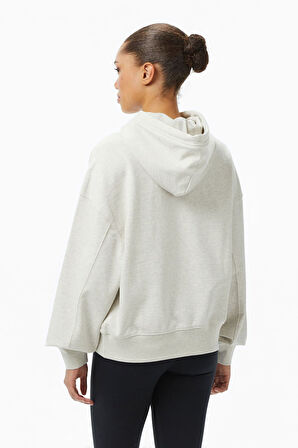Kadın Logo French Terry Kapüşonlu Sweatshirt - Ekru | XS