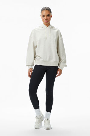Kadın Logo French Terry Kapüşonlu Sweatshirt - Ekru | XS
