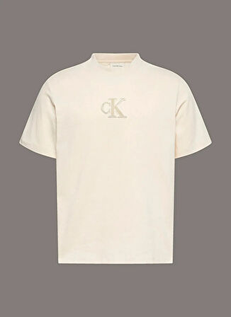 Calvin Klein Jeans Bisiklet Yaka Krem Erkek T-Shirt LV04RD253G67U SS GIFT GIVING 20S EA