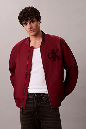 Erkek Tipped Hero Classic Fit Su İtici Bomber Mont - Bordo | S