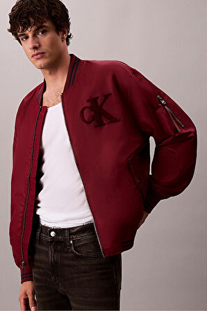 Erkek Tipped Hero Classic Fit Su İtici Bomber Mont - Bordo | M