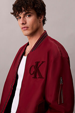 Erkek Tipped Hero Classic Fit Su İtici Bomber Mont - Bordo | M