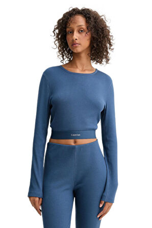 Calvin Klein Kadın Mavi Crop 000QS7217E 
