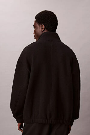 Erkek Yün Karışımlı Polar Ceket - Siyah | XS
